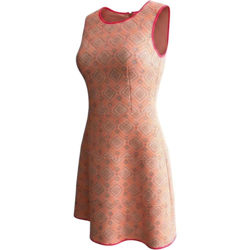 Sail to Sable Coral Pink Geometric Jacquard Sleeveless Dress Size 4 Preppy Zip